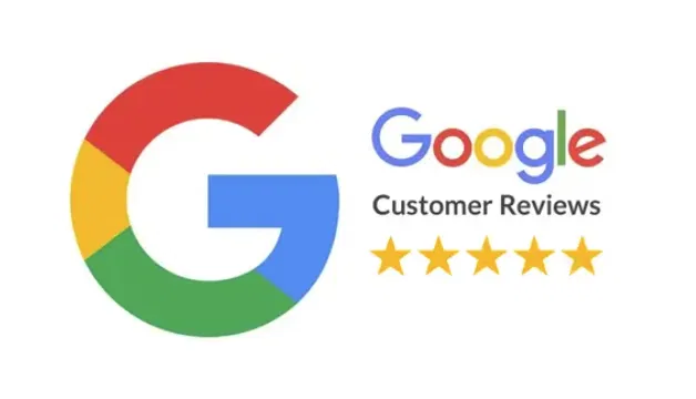 Google logo and Customer Reviews text featuring a five-star rating on a white background.